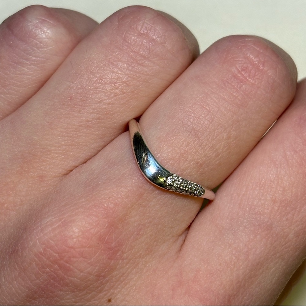 Sterling Silver Diamond Curved Wedding Band Ring